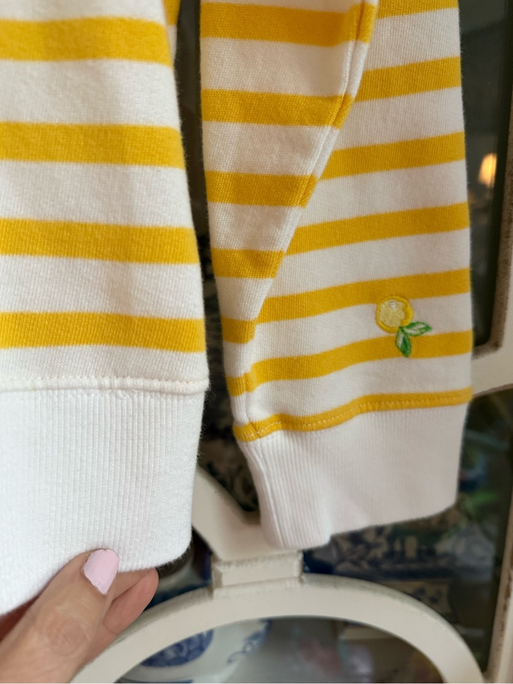 Lilly Pulitzer Yellow & White Striped Lemon Sweatshirt - Picture 7 of 9
